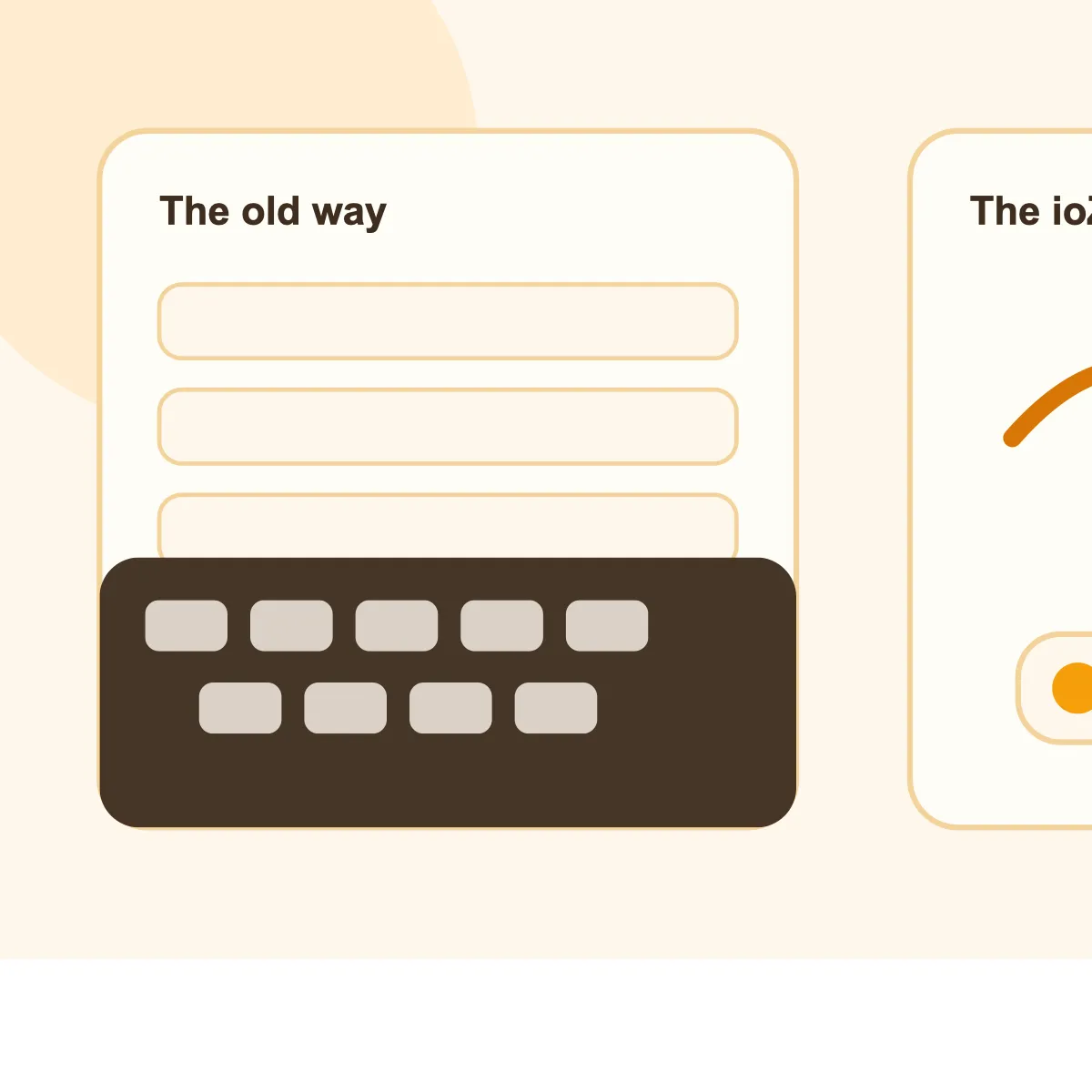 Un formulario mobile apretado con teclado comparado con una caja de voz limpia que convierte audio en respuestas útiles