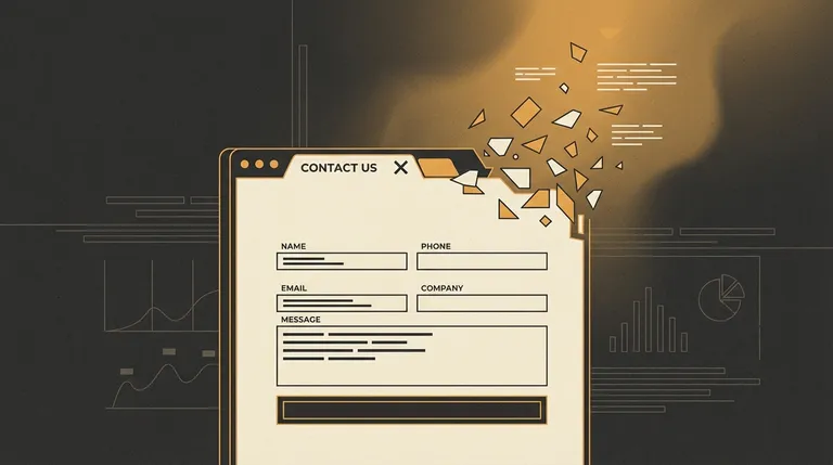 A browser tab closing, with fragments of typed text dissolving into the background