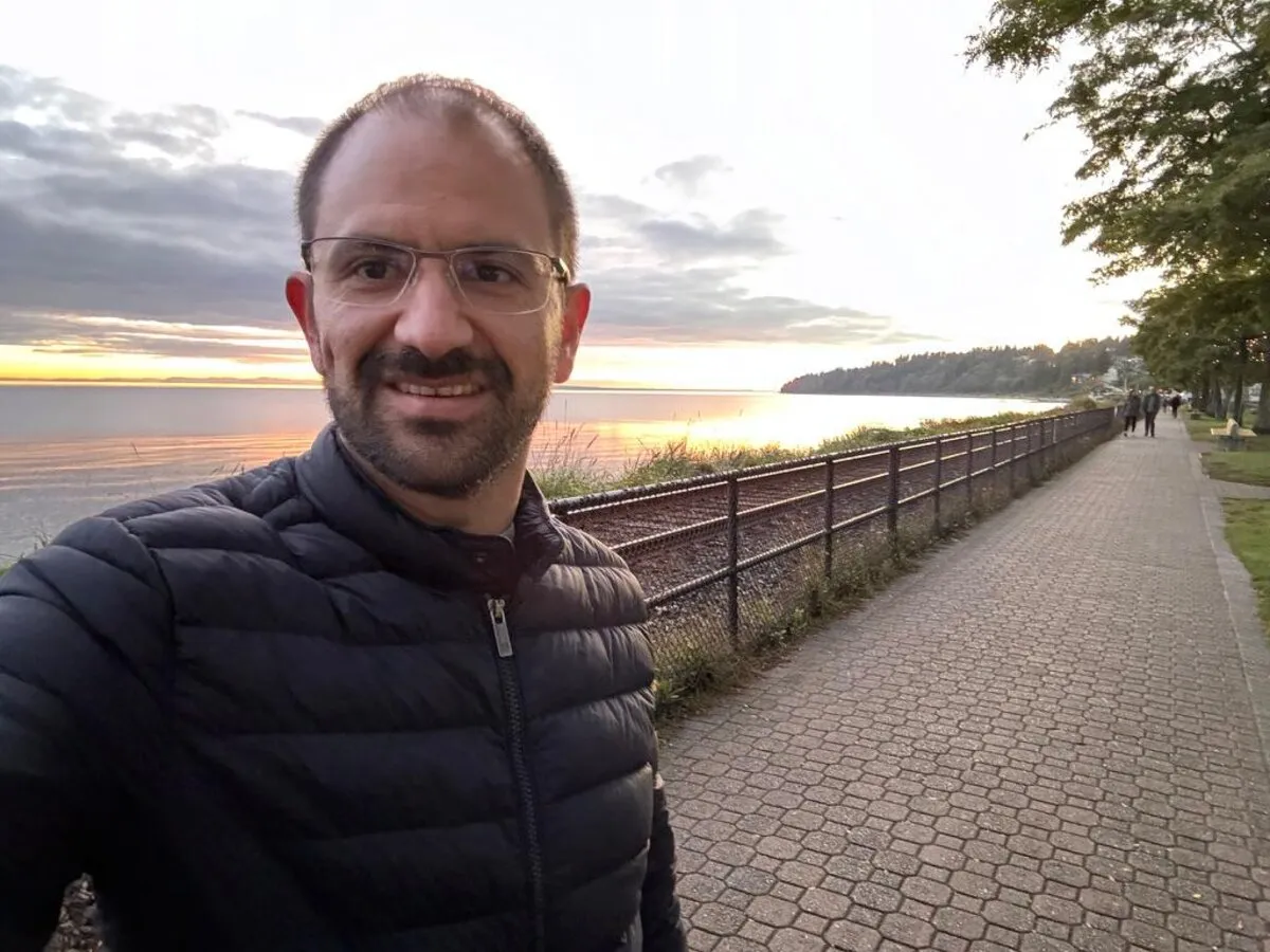 Jay on the Vancouver seawall at sunset