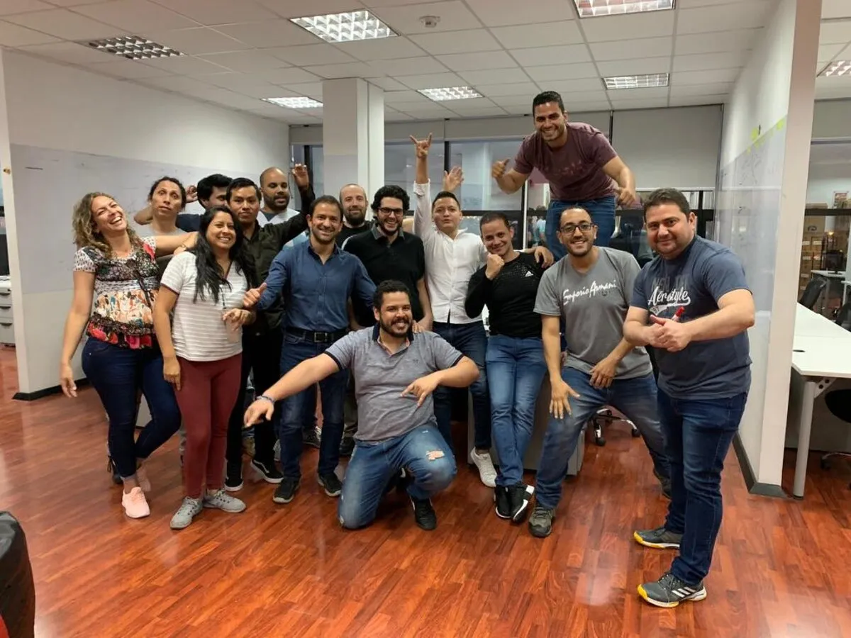 Engineering team celebration at Evaluar offices in Latin America
